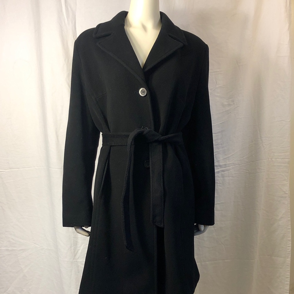 Kristen Blake Black Lambswool and Cashmere Trench Coat